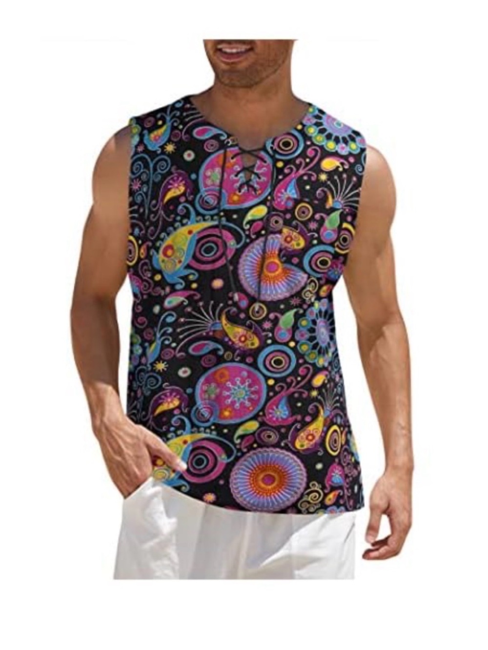 Coofandy Mens Cotton Linen Casual Tank
